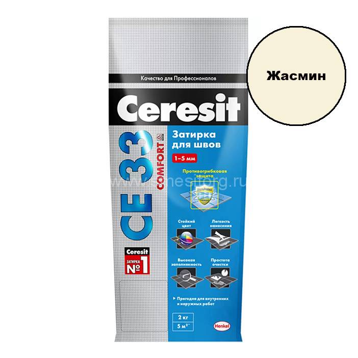 Затирка церезит CE 332 цементная 1-6мм S №40 жасмин 2кг