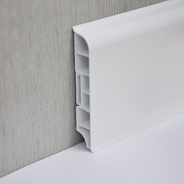 Плинтус напольный округлый "Идеал Дюра" Белый 80мм 2,2м