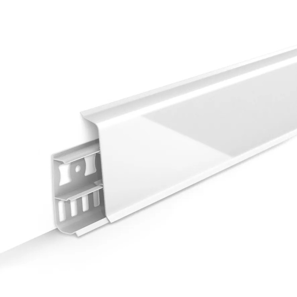 Плинтус с кабель-каналами 001-G Белый глянцевый 85мм