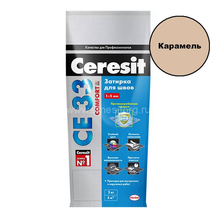 Затирка церезит CE 332 цементная 1-6мм S №46 карамель 2кг