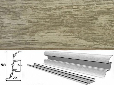 Плинтус Чайка с мяг.краем  Дуб американский 58мм (ТР 58 131)