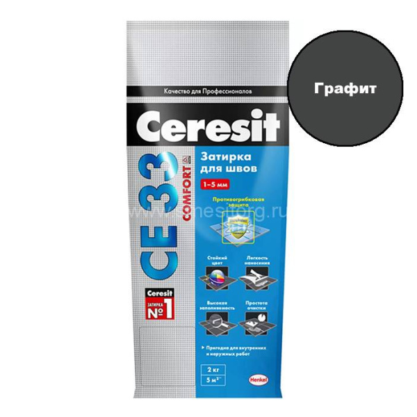 Затирка церезит CE 332 цементная 1-6мм S №16 графит 2кг